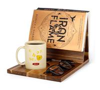 3HQ Supporto per libri in legno di acacia, triangolare, con tazza, occhiali, penna e telefono, per libri e regali, per amanti dei libri
