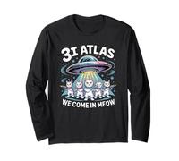 3I Atlas We Come in Meow Alien Cat Divertente Maglia a Manica