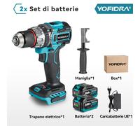 3IN1 Avvitatore Trapano Percussione a Batteria Brushless Con Valigetta Accessori