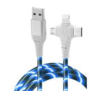 3IN1 Cavo di Ricarica USB C con LED 2M, 3A Cavo di Ricarica Rapida LED Incandescente Decorazioni Caricabatterie Tipo C a USB A per iPhone Pro Max Samsung S23 iPad Huawei Pixel Android Switch PS5 Blu