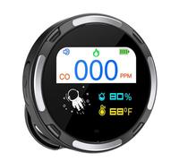 3IN1 Rivelatore portatile di CO Rivelatore ricaricabile di monossido di carbonio, allarme CO impermeabile IP65 con sensori di temperatura e umidità, per il campeggio in viaggio, HD10 (nero)