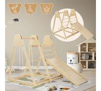 3in1 set di arrampicata legno per bambini naturale 2x scala altalena area gioco