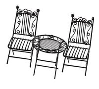 3in1 Tavolo In Ferro Miniatura E Sedia Set Per 1/12 Case Delle Bambole Decori Progetto Artigianale E Giardino Display Accessori Casa Delle Bambole Mobili