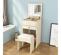 3in1MakeupVanityDeskwithFlipTopMirrorStorageCassetti&HiddenSediaScomparto-SpaceSingDressingTableSetforSmallSpacesNaturalStyle
