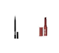 3INA MAKEUP - The 24h Pen Eyeliner 900 + The Color Lip Glow 279 - Eyeliner Nero Liquido Matte - Pennello Preciso - Rosetto Rosso Marrone Burroacaco di Karite per Nutrire Labbra - Vegan - Cruelty Free