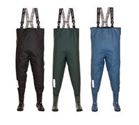 3Kamido Stivali da pesca per giovanili, adolescenti, junior trampolieri, NERO e VERDE, 36, 37, 38, 39 EU, Waders salopette, giovani, Suola solida, bretelle in gomma, Borsa per trasporto (Blu, 42 EU)