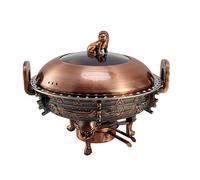 3L Chafing Dish Buffet Round Set, Stainless Steel Chafer Warmers W/Food Pans, Stove Stand, Visible Pot Lid And Fuel Holder for Keep Food Warm,Green Bronze (Red Bronze)
