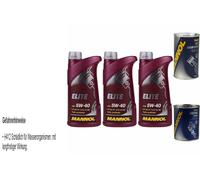 3L Olio Motore MANNOL Elite 5W-40 1x MANNOL Leak-Stop ADDITIVO+Flush Motore