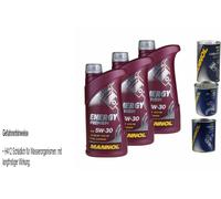 3L Olio Motore MANNOL Energy Premium 5W-30 1xLeak-Stop+Motor Doctor+Motor Flush