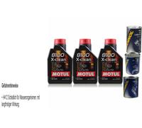 3L Olio Motore Motul 8100 X-Clean 5W-40 1xLeak-Stop+Motor Doctor+Motor Flush