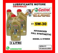3LT CASTROL EDGE 5W30 C1 SINTETICO ACEA C1 SINTETICO IN 3 LATTINE DA 1 LITRO
