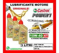 3LT OLIO CASTROL POWER1 RACING 4T 10W40 API SL JASO MA2 IN 3 LATTINE DA 1 LITRO