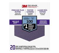 3M 26100CP-G Pro Grade No-Slip Grip Advanced Sandpaper, 9-Inch x 11-Inch, 100 Grit, Pack of 20