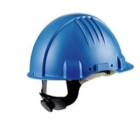3M 3501 Elmetto di sicurezza, per alte temperature, non ventilato, con cricchetto, Dielettrico 440v, fascia antisudore in pelle, G3501M-BB, Blu