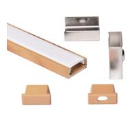 3m 3metri 1506LE 15x6mm PROFILO ALLUMINIO EFFETTO LEGNO PER STRISCE LED BARRA
