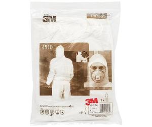 3M 4532W2XL AR Protective Coverall with 3 panel elasticated hood ankles waist and knitted cuffs, Antistatic breathable fabric, Type 5/6, Size XX-Large, White (Pack of 20)