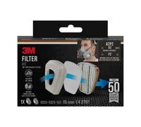 3M 7100140666 - Filtro particelle - 2 pezzi (E) - A2, P2 - Braun - 3M Series 6000 - 7000 - CE Mark 0086 (6002Cr) NEW