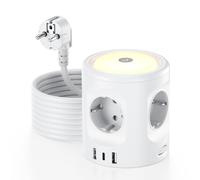 3M Ciabatta Multipresa con Luce, Ciabatta a 4 Scomparti con 3 USB, Multipresa Elettrica con Interruttore, Presa Multipla a Cubo 3 Modalità di Illuminazione 16A, per Casa, Ufficio F(Schuko)