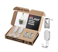 3M CLAW 11,3 kg. 2 ganci in argento per cartongesso e 2 ganci extra per quadri, soluzione pesante da appendere per zaini, giacche, immagini e decorazioni per la stanza, simpatici ganci da parete -