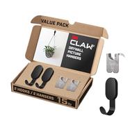3M CLAW 6,8 kg. 2 ganci neri per cartongesso e 2 ganci extra per quadri, soluzione pesante da appendere per zaini, giacche, immagini e decorazioni per la stanza, simpatici ganci da parete - Confezione