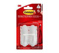 3M Command Medium Oval Hooks With Command Adhesive Strips White [Pack 2] 17081 - 7100117769