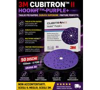3M CUBITRON II HOOKIT 150MM DISCHI ABRASIVI 50PZ GRANA 80 PURPLE+.