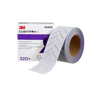 3M Cubitron II Hookit Clean Rotolo di carta abrasiva 34449, grado 320+, bordo piumato, lunga durata, foglio di file, motivo a fori multipli, 70 mm x 12 m