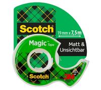 Scotch Nastro adesivo Magic - 1 Rotolo da 19 mm x 7,5 m, Dispenser portatile - Nastro Trasparente Opaco e Scrivibile Ottimo per Casa, Ufficio e Scuola