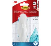 Command W17083 - Gancio in plastica, impermeabile, misura L, 2,3 kg, ovale, 1 gancio e 2 strisce adesive, bianco