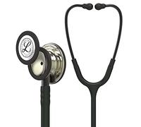 3M Littmann Stetoscopio per il monitoraggio Classic III, testina con finitura champagne, tubo auricolare nero, connettore e archetto nerofumo, 69 cm, 5861