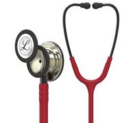3M Littmann Classic III 5864 Stetoscopio per il Monitoraggio, Testina con Finitura Champagne, Tubo Auricolare Rosso Bordeaux, Connettore e Archetto Nerofumo, 69 cm