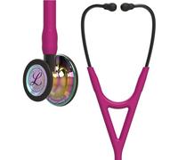 3M Littmann Stetoscopio diagnostico Cardiology IV, connettore e testina con finitura altamente lucidata arcobaleno, tubo auricolare lampone, connettore e archetto nerofumo, 69 cm, 6241
