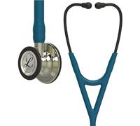 3M Littmann Stetoscopio diagnostico Cardiology IV, connettore e testina con finitura champagne, tubo auricolare blu Caraibi, archetto nerofumo, 69 cm, 6190