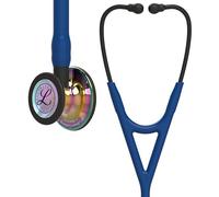 3M Littmann Stetoscopio diagnostico Cardiology IV, testina con finitura altamente lucidata arcobaleno, tubo auricolare blu navy, connettore e archetto nero, 69 cm, 6242