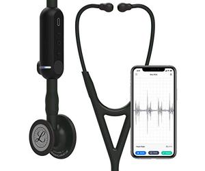 3M Littmann Stetoscopio Digitale CORE, 8490, testina nera, tubo, gambo e auricolare, 69 cm