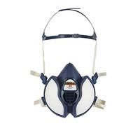 3M Maschera Per Verniciatura A Spruzzo, Respiratore Con Filtro A Carbone Per Gas E Vapori, Bianco/Blu, 20.7 x 15 x 12 cm, 350 grammi