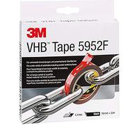 3M Nastri Adesivi Vhb ad Ottima Resistenza 5952F - Ottima Adesione Su Vernici A Polvere, Metalli, Vetro, Legno, Acrilico, Policarbonato, Abs - 19 Mm X 3 M, Nero, Spessore: 1.1 Mm (1 Pezzo)