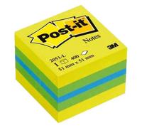 Blocco foglietti Minicubo - giallo neon, verde ultra, turchese ultra - 51 x 51mm - 400 fogli - Post it