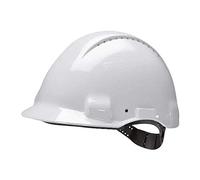 3M Peltor G 3000 Series Elmetto di Protezione con Uvicator senza Cricchetto e Fascia Antisudore in Pelle, Bianco