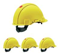 3M Peltor G 3000 Series Elmetto di Protezione con Uvicator senza Cricchetto e Fascia Antisudore in Pelle, Giallo (gelb) (Confezione da 4)