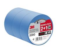 3M Professional Masking Tape 2090, Universal Surfaces, Promo Pack 2+1 Rolls (48 mm x 50 m) - UV stable, Water Resistant, For Indoor & Outdoor Painting and Decorating