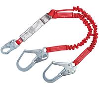 3M Protecta PRO Pack 1342125 1,8 m, cordino elastico ammortizzante al 100%, gancio a scatto a un'estremità, gancio per armatura in acciaio alle estremità delle gambe, capacità 140,6 kg, rosso/grigio