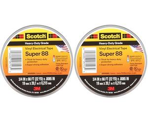3M Scotch Super 88 Nastro Isolante Professionale, 19 mm x 20 m, 1 Rotolo (Confezione da 2)