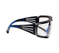 3M SecureFit 400 Occhiali di protezione, montatura Blu/Grigio, inserto in schiuma, Scotchgard Anti nebbia, Lenti chiare, SF401SGAF-BLU-F