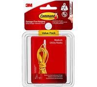 3M Set di Ganci con Striscette Adesive, 6 Ganci e 12 Striscette, Bianco