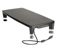 3M Supporto regolabile per monitor con hub USB a 4 porte, nero, ideale per monitor di computer, laptop, TV, altoparlanti, stampanti e altro ancora