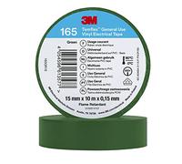 3M Temflex Nastro elettrico in vinile 165, verde, 15 mm x 10 m, 100 rotoli