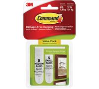 3M UK 3M Command Picture Hanging Strips Value Pack 8 Medium 4 Small White NUOVO