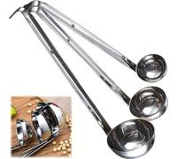 3Mestolo da Minestra con Manico Lungo Cucchiai in Acciaio Inossidabile con Gancio Mestolo per Salsa Acciaio Inossidabile per Cucinare in Cucina Salsa Zuppa Condimento per Insalata (30ml 60ml 90ml)