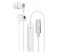 3mk, Auricolari cablati USB-C kit mani libere con microfono, Bianco